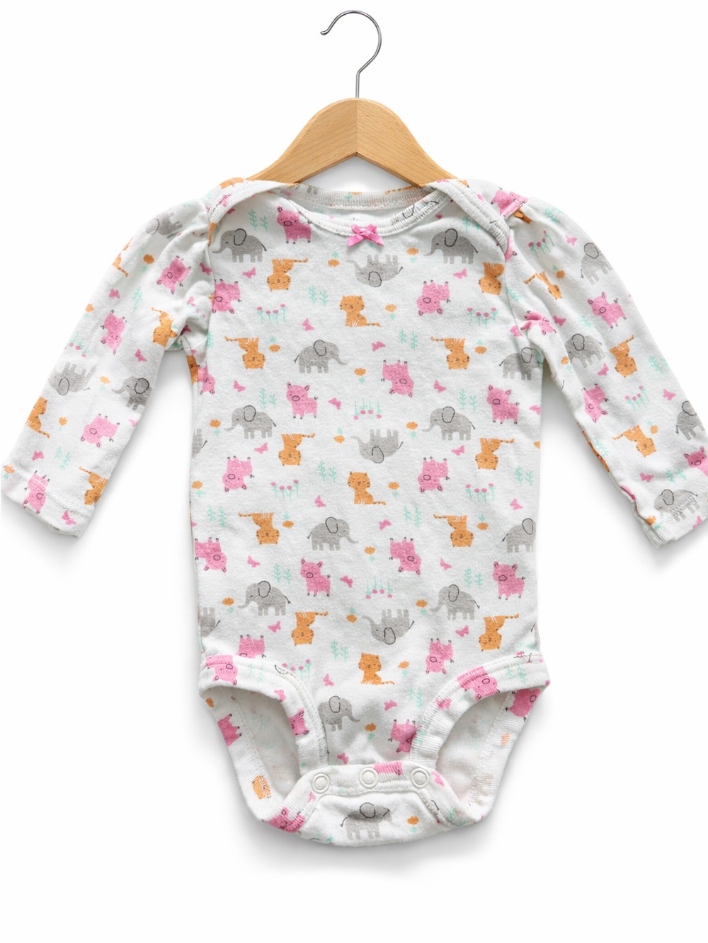 10/$15 Carter's Animals Print Long Sleeve Bodysuit Size 0-3